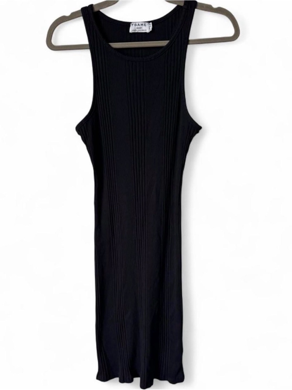 FRAME Black Ribbed Tank Midi Dress Made in USA Size M